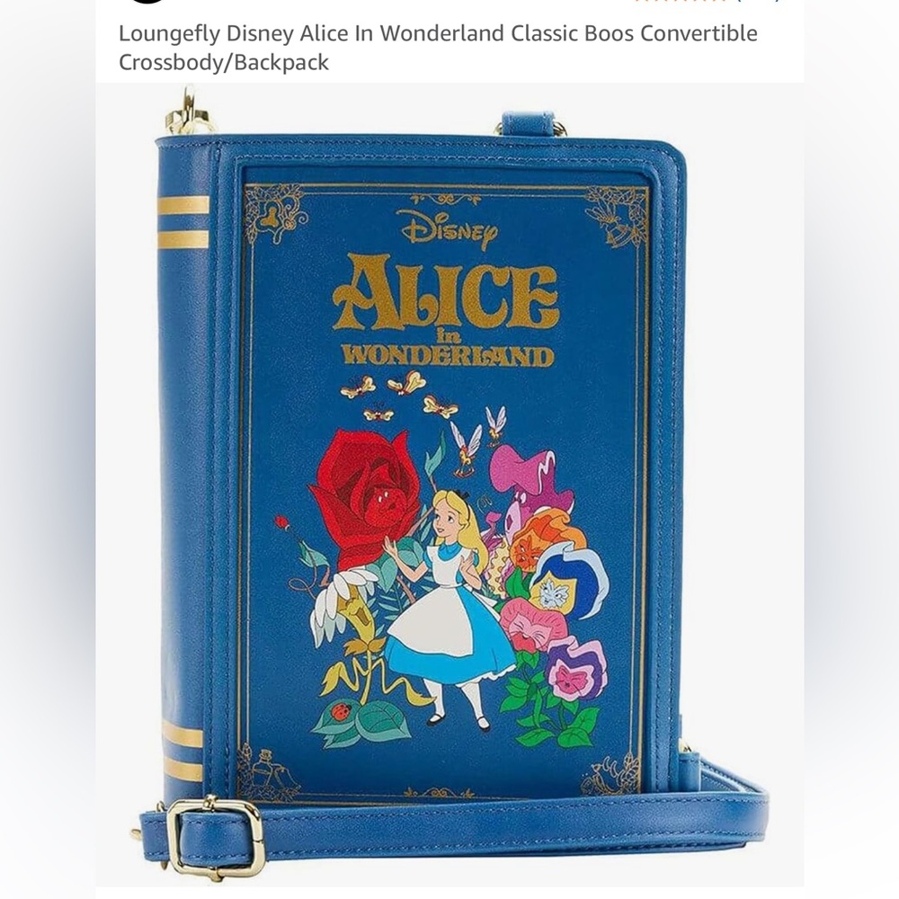 Disney Alice in Wonderland Blue and Gold Convertible Bag